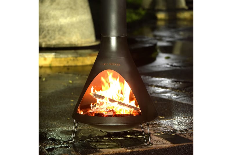 Firepit WARM SEEKER D70xH171cm metal sort - Udendørspejs & ildsted