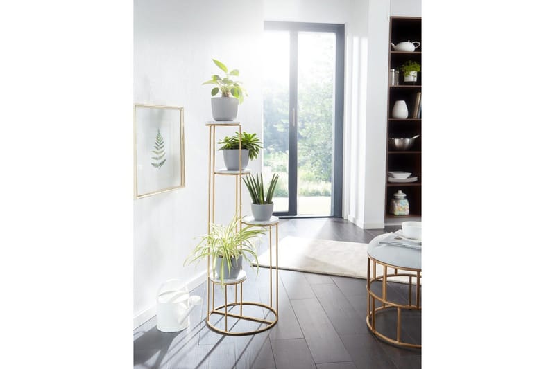 Reol Wohnling Ægte marmortop blomster stand gylden metalbase moderne - Boligtilbehør - Krukker