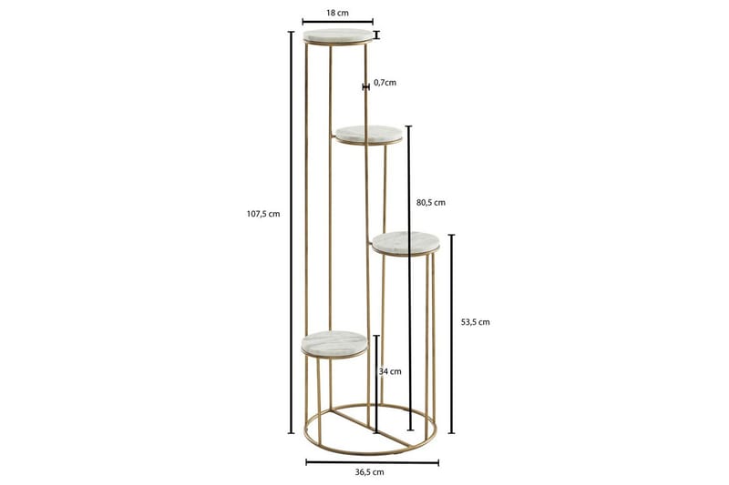Reol Wohnling Ægte marmortop blomster stand gylden metalbase moderne - Boligtilbehør - Krukker