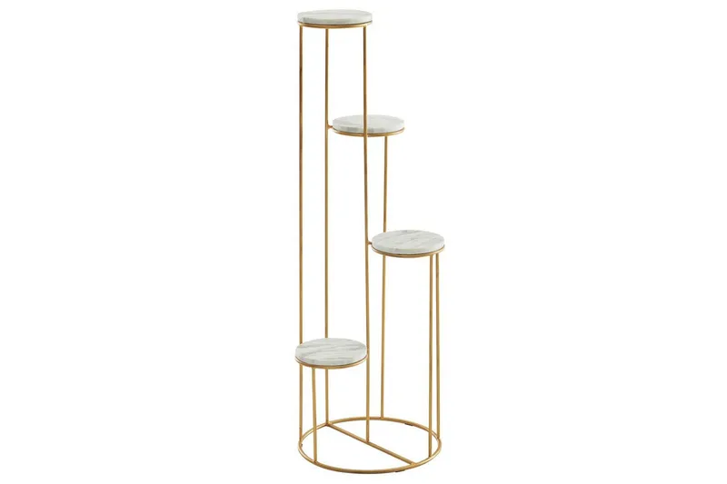 Reol Wohnling Ægte marmortop blomster stand gylden metalbase moderne, undefined