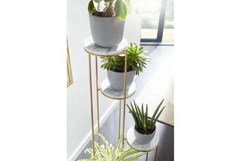 Reol Wohnling Ægte marmortop blomster stand gylden metalbase moderne - Boligtilbehør - Krukker