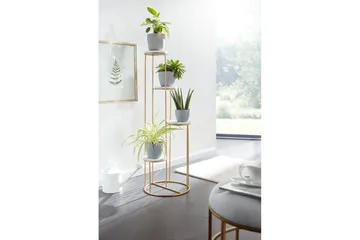 Reol Wohnling Ægte marmortop blomster stand gylden metalbase moderne - Boligtilbehør - Krukker