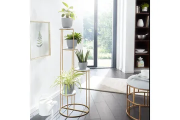 Reol Wohnling Ægte marmortop blomster stand gylden metalbase moderne - Boligtilbehør - Krukker