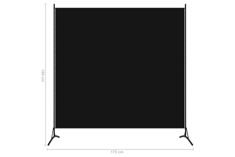 1-Panels Rumdeler 175x180 cm Sort - Skærmvæg - Rumdelere