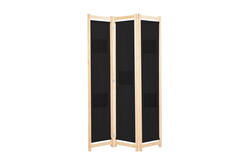 3-Panels Rumdeler 120 X 170 X 4 Cm Stof Sort - Sort - Boligtilbehør - Rumdelere - Skærmvæg