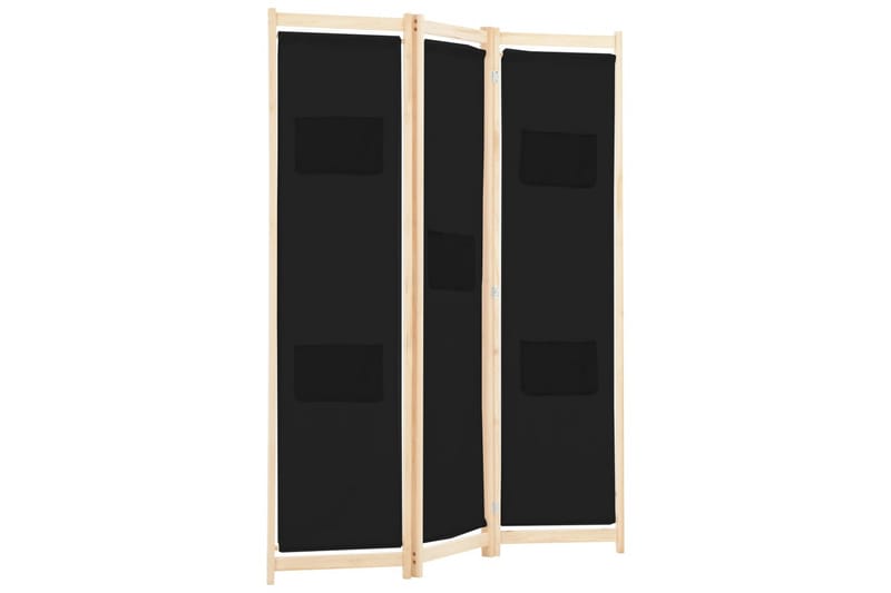 3-Panels Rumdeler 120 X 170 X 4 Cm Stof Sort - Sort - Boligtilbehør - Rumdelere - Skærmvæg