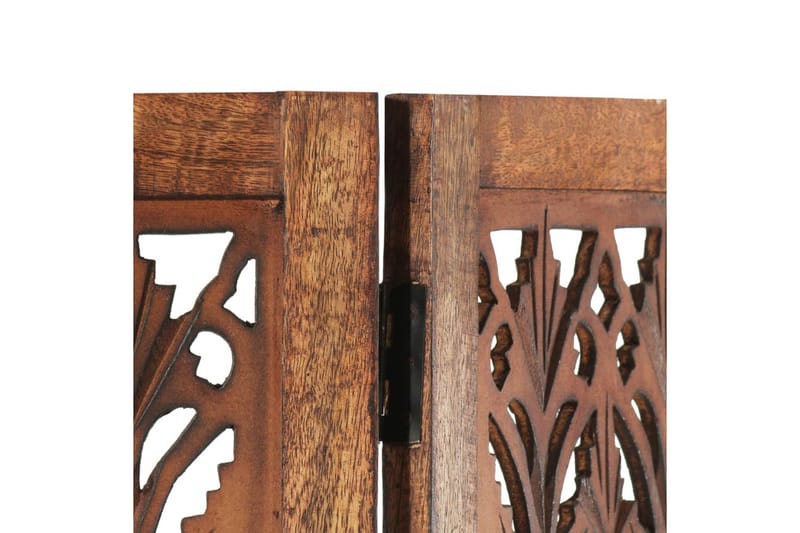 3-Panels Rumdeler Håndskåret 120X165cm Massivt Mangotræ Brun - Brun - Boligtilbehør - Rumdelere - Skærmvæg