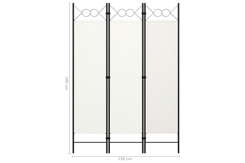 3-Panels Rumdeler 120x180 cm Hvid - Boligtilbehør - Rumdelere - Skærmvæg