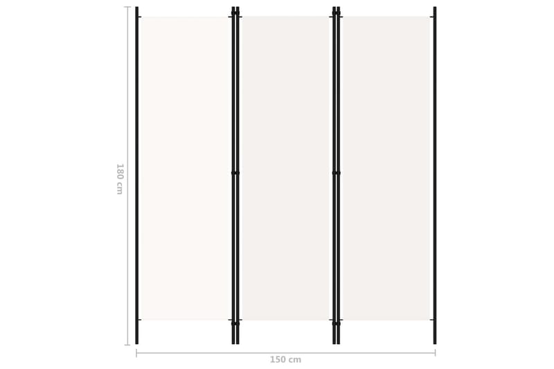 3-Panels Rumdeler 150 x 180 cm Hvid - Boligtilbehør - Rumdelere - Skærmvæg