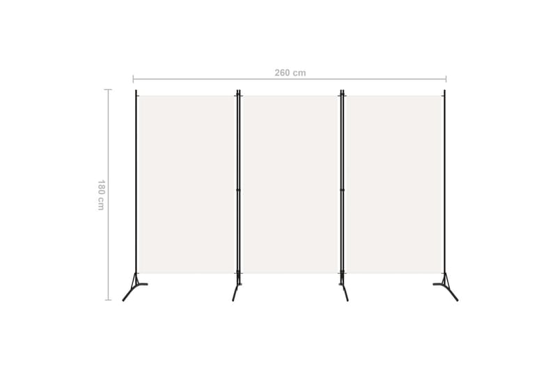 3-Panels Rumdeler 260 x 180 cm Hvid - Boligtilbehør - Rumdelere - Skærmvæg