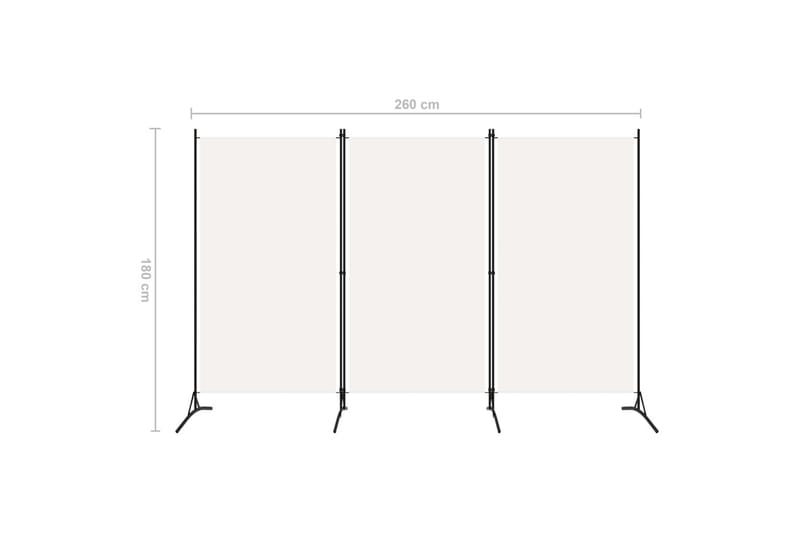 3-Panels Rumdeler 260 x 180 cm Hvid - Skærmvæg - Rumdelere
