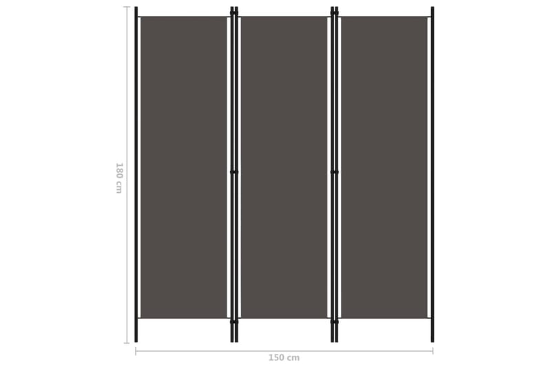3-Panels Rumdeler 150 x 180 cm Antracitgrå - Boligtilbehør - Rumdelere - Skærmvæg