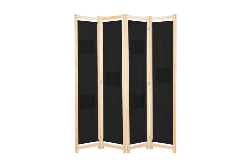 4-Panels Rumdeler 160 X 170 X 4 Cm Stof Sort - Sort - Skærmvæg - Rumdelere