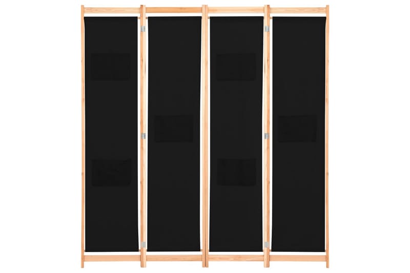 4-Panels Rumdeler 160 X 170 X 4 Cm Stof Sort - Sort - Skærmvæg - Rumdelere