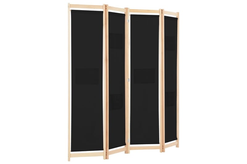4-Panels Rumdeler 160 X 170 X 4 Cm Stof Sort - Sort - Boligtilbehør - Rumdelere - Skærmvæg