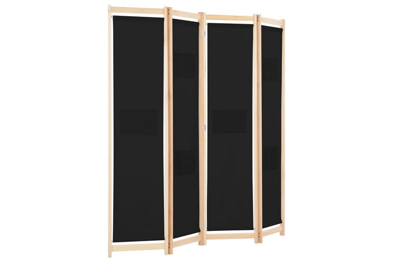 4-Panels Rumdeler 160 X 170 X 4 Cm Stof Sort - Sort - Skærmvæg - Rumdelere