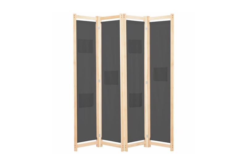 4-Panels Rumdeler 160 X 170 X 4 Cm Stof Grå - Grå - Boligtilbehør - Rumdelere - Skærmvæg