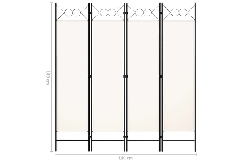 4-Panels Rumdeler 160x180 cm Hvid - Boligtilbehør - Rumdelere - Skærmvæg