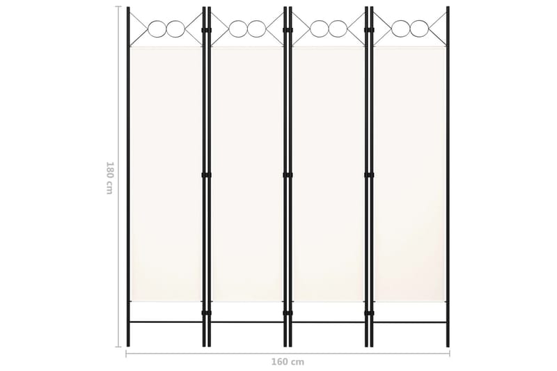 4-Panels Rumdeler 160x180 cm Hvid - Skærmvæg - Rumdelere