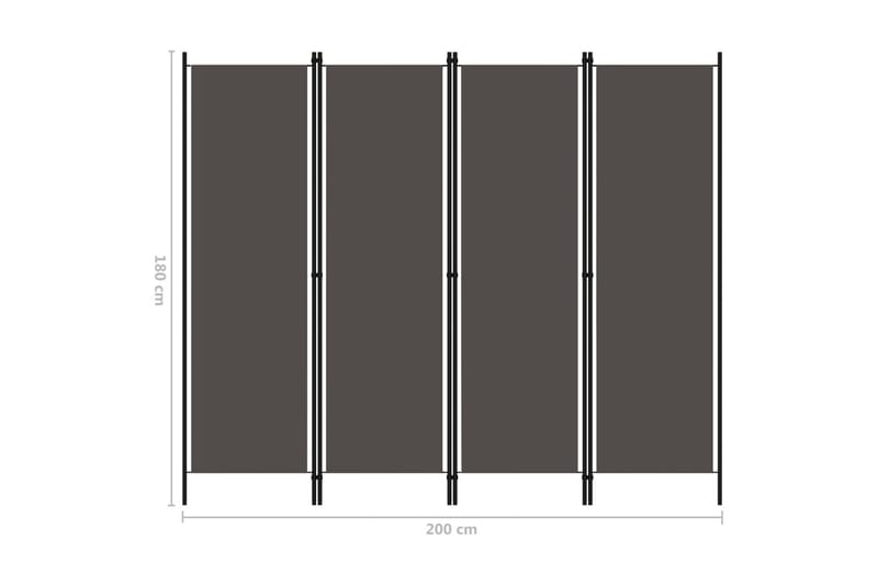 4-Panels Rumdeler 200 x 180 cm Antracitgrå - Boligtilbehør - Rumdelere - Skærmvæg