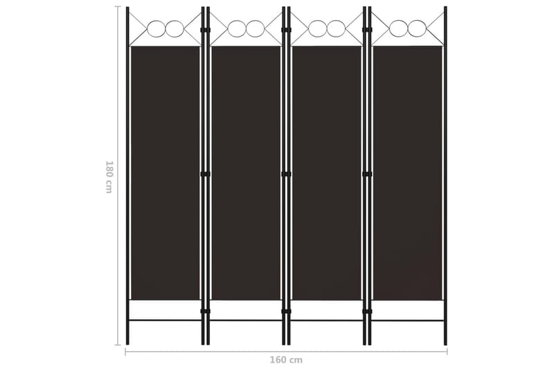 4-Panels Rumdeler 160x180 cm Brun - Boligtilbehør - Rumdelere - Skærmvæg