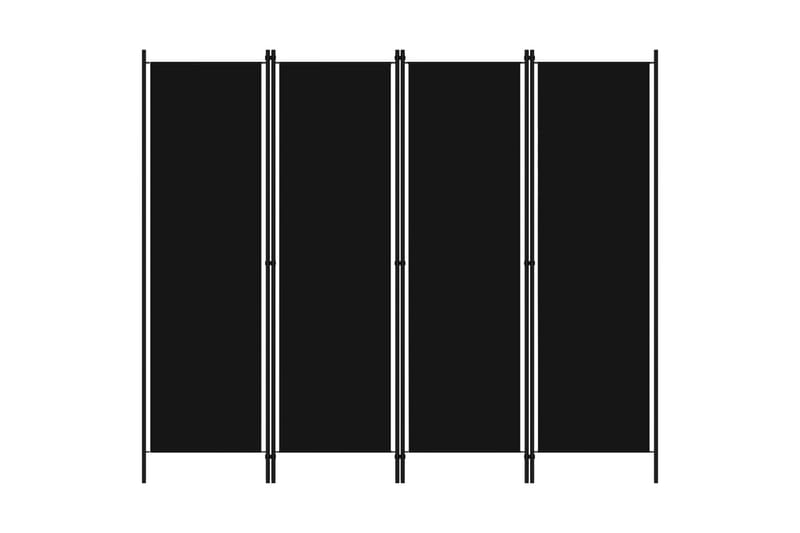 4-Panels Rumdeler 200 x 180 cm Sort - Boligtilbehør - Rumdelere - Skærmvæg