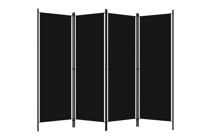 4-Panels Rumdeler 200 x 180 cm Sort - Skærmvæg - Rumdelere