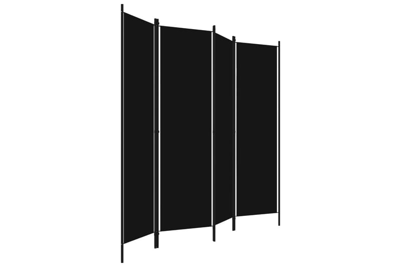 4-Panels Rumdeler 200 x 180 cm Sort - Skærmvæg - Rumdelere