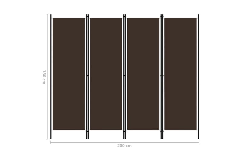 4-Panels Rumdeler 200 x 180 cm Brun - Boligtilbehør - Rumdelere - Skærmvæg