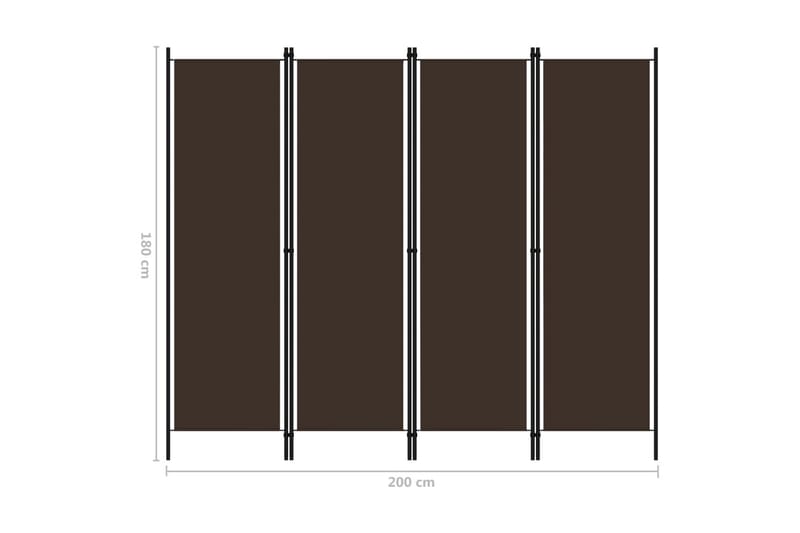 4-Panels Rumdeler 200 x 180 cm Brun - Skærmvæg - Rumdelere