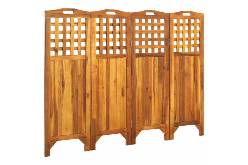 4-panels rumdeler 161x2x120 cm massivt akacietræ - Brun - Boligtilbehør - Rumdelere - Skærmvæg