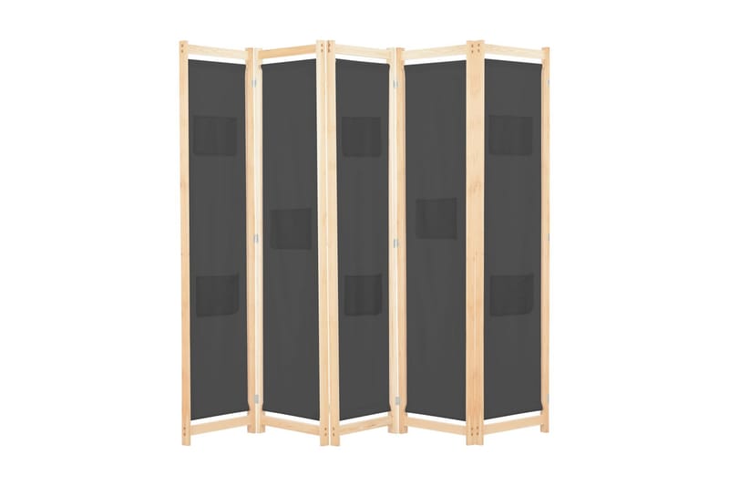 5-Panelers Rumdeler 200 X 170 X 4 Cm Stof Grå - Grå - Boligtilbehør - Rumdelere - Skærmvæg