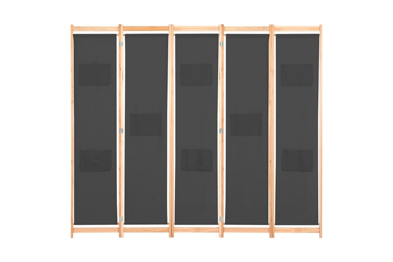 5-Panelers Rumdeler 200 X 170 X 4 Cm Stof Grå - Grå - Boligtilbehør - Rumdelere - Skærmvæg