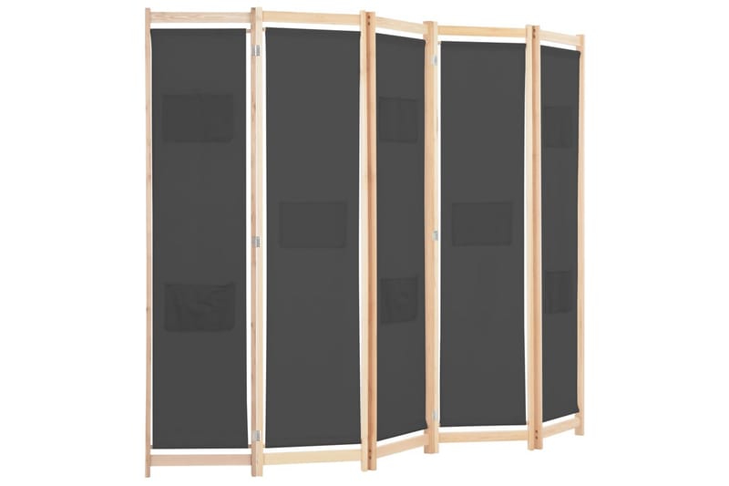 5-Panelers Rumdeler 200 X 170 X 4 Cm Stof Grå - Grå - Boligtilbehør - Rumdelere - Skærmvæg