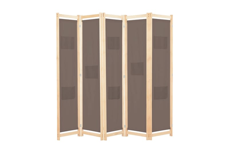 5-Panels Rumdeler 200 X 170 X 4 Cm Stof Brun - Brun - Boligtilbehør - Rumdelere - Skærmvæg