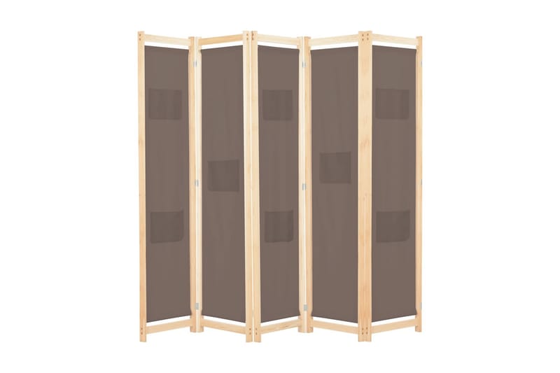 5-Panels Rumdeler 200 X 170 X 4 Cm Stof Brun - Brun - Skærmvæg - Rumdelere