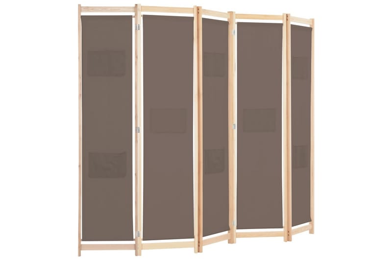 5-Panels Rumdeler 200 X 170 X 4 Cm Stof Brun - Brun - Skærmvæg - Rumdelere