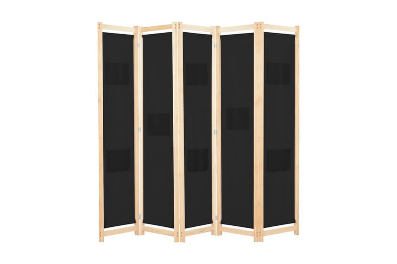 5-Panels Rumdeler 200 X 170 X 4 Cm Stof Sort - Sort - Boligtilbehør - Rumdelere - Skærmvæg