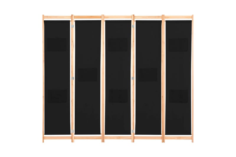 5-Panels Rumdeler 200 X 170 X 4 Cm Stof Sort - Sort - Boligtilbehør - Rumdelere - Skærmvæg