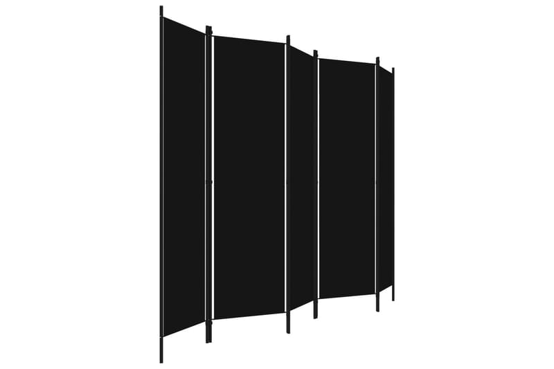 5-Panels Rumdeler 250 x 180 cm Sort - Skærmvæg - Rumdelere