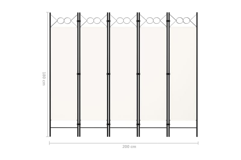 5-Panels Rumdeler 200x180 cm Hvid - Boligtilbehør - Rumdelere - Skærmvæg
