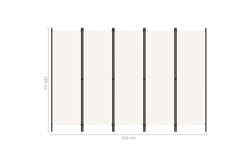 5-Panels Rumdeler 250 x 180 cm Hvid - Boligtilbehør - Rumdelere - Skærmvæg