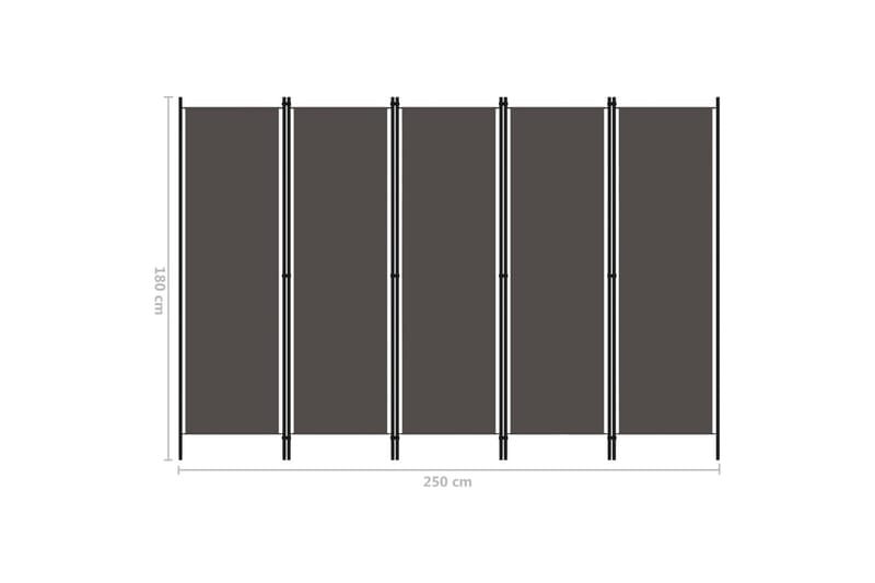 5-Panels Rumdeler 250 x 180 cm Antracitgrå - Boligtilbehør - Rumdelere - Skærmvæg