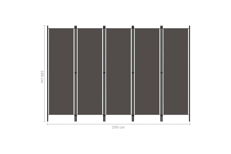 5-Panels Rumdeler 250 x 180 cm Antracitgrå - Skærmvæg - Rumdelere