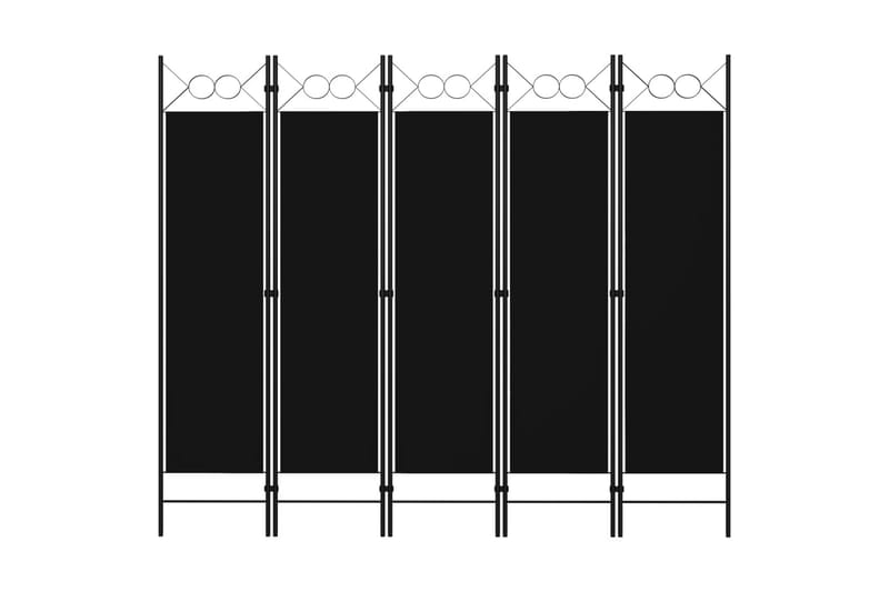 5-Panels Rumdeler 200x180 cm Sort - Skærmvæg - Rumdelere