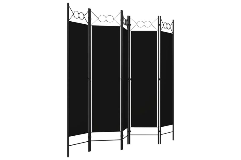 5-Panels Rumdeler 200x180 cm Sort - Boligtilbehør - Rumdelere - Skærmvæg