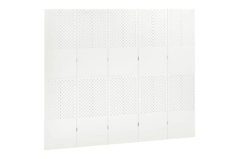 5-panels rumdeler 200x180 cm stål hvid - Hvid - Foldeskærm - Rumdelere