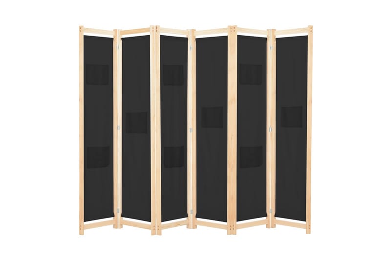 6-Panels Rumdeler 240 X 170 X 4 Cm Stof Sort - Sort - Skærmvæg - Rumdelere