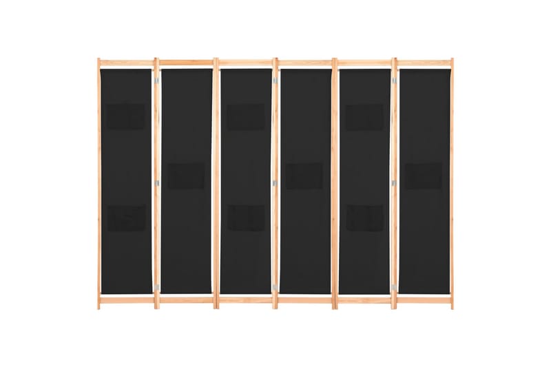 6-Panels Rumdeler 240 X 170 X 4 Cm Stof Sort - Sort - Boligtilbehør - Rumdelere - Skærmvæg