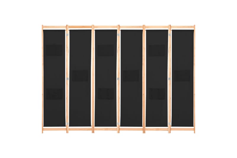 6-Panels Rumdeler 240 X 170 X 4 Cm Stof Sort - Sort - Skærmvæg - Rumdelere